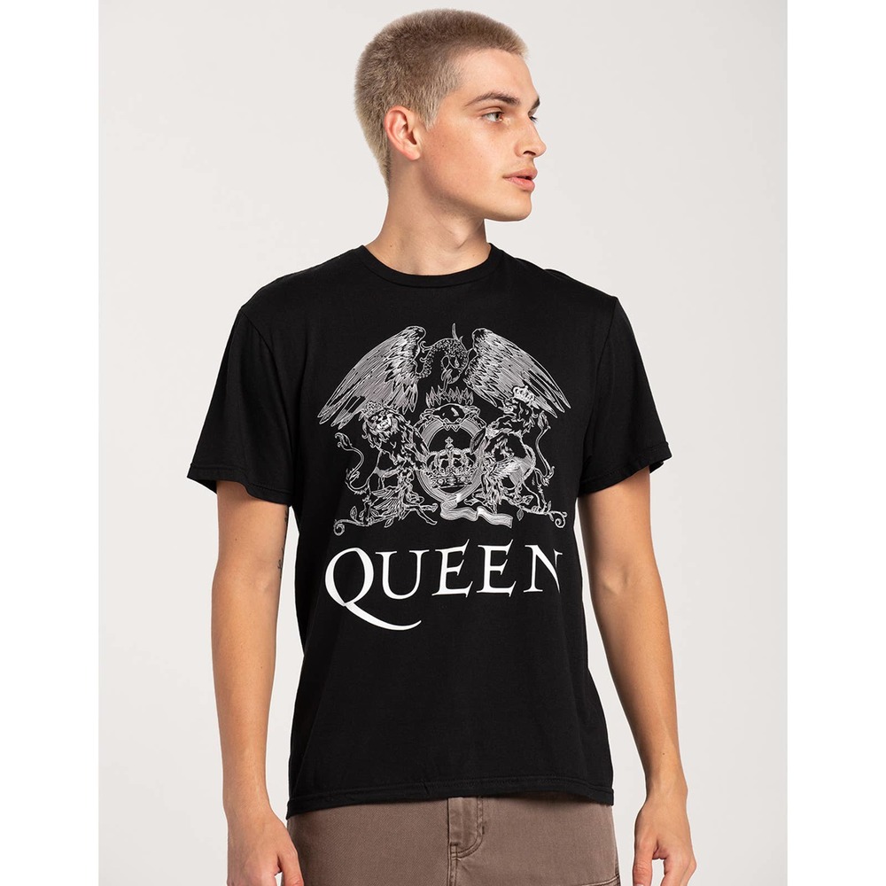 Queen Hard Rock Heavy Metal Band Men's Logo Vintage Retro Tee T-Shirt in Black